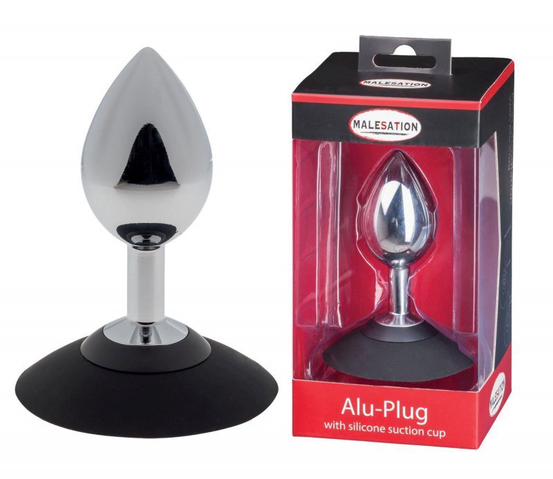 Duży aluminiowy korek analny wtyczka plug z odpinaną przyssawką