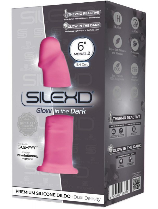 Różowe dildo świecące w ciemności 15 cm