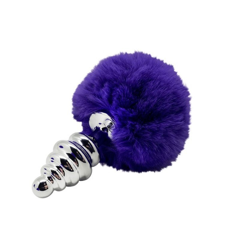 Plug metal anal fluffly twist plug S dark purple