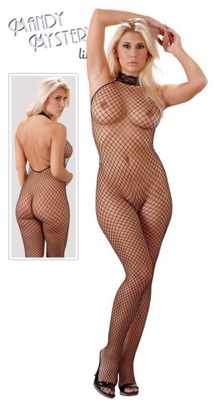 Seksowny siateczkowy bodystocking kombinezon ze stójką S/M