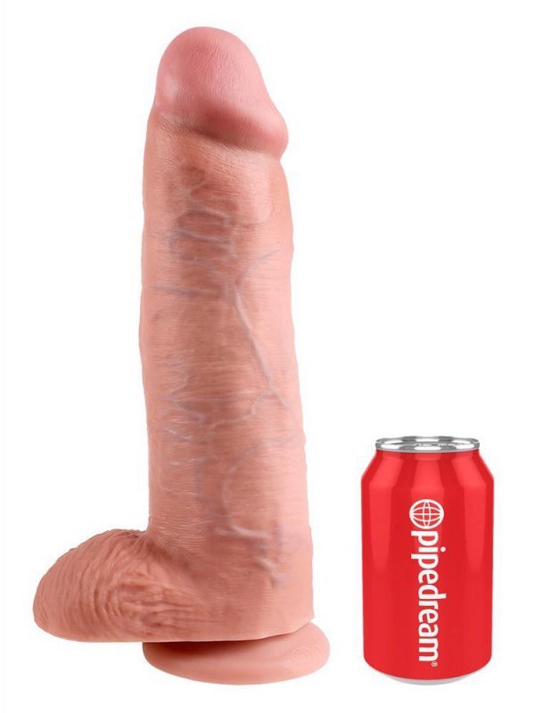 Duże realistyczne dildo z jądrami na przyssawce 30 cm