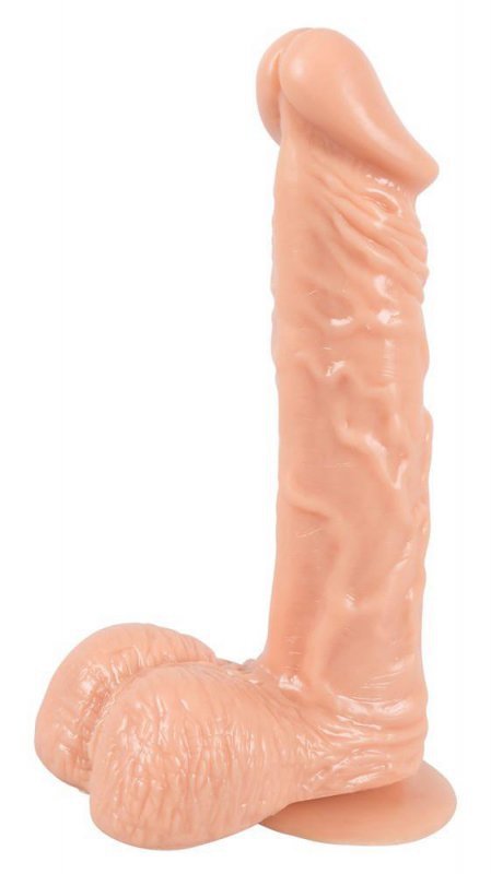 Dildo z jądrami jak prawdziwy penis na przyssawce 22,5 cm