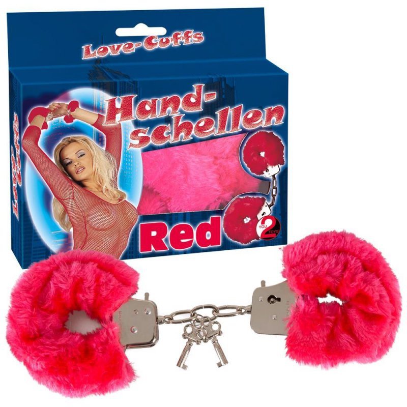 Kajdanki pluszowe Handcuffs&quot; Love Cuffs&quot; red