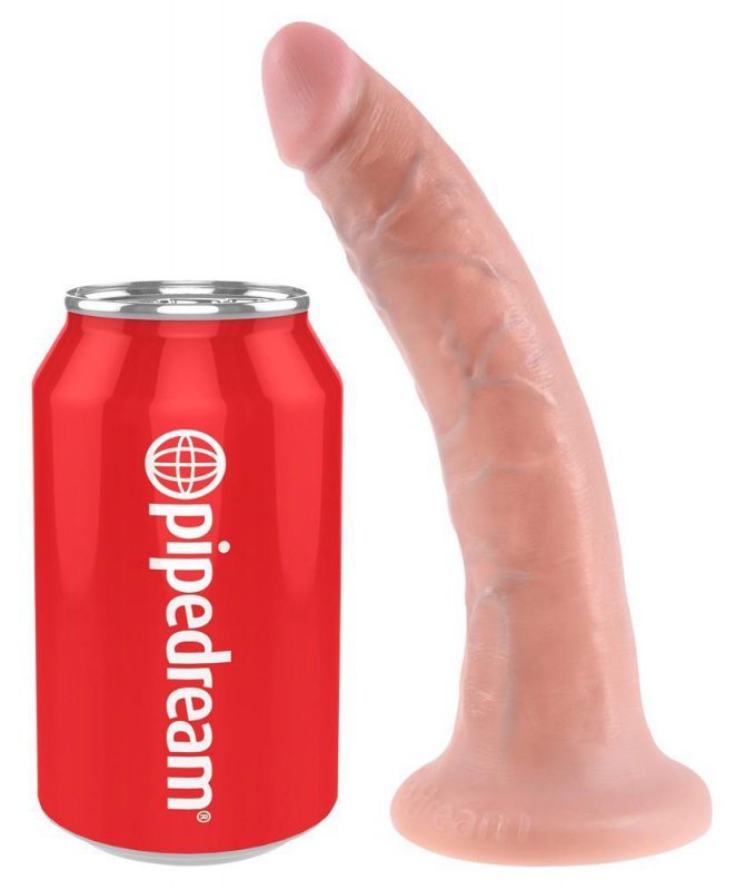 Zakrzywione realistyczne dildo na przyssawce z żyłami 18 cm