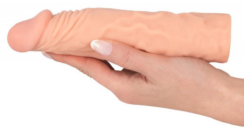 Realistyczna nakładka na penisa przedłużka żylasta + 3 cm