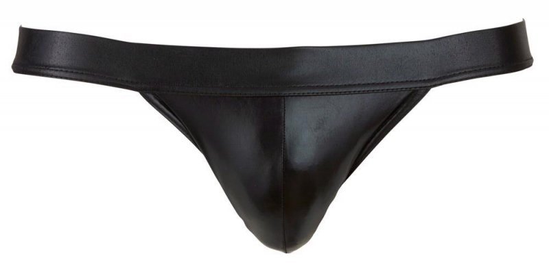 Błyszczące seksowne jockstrapy męskie wetlook czarne Men´s Jock L