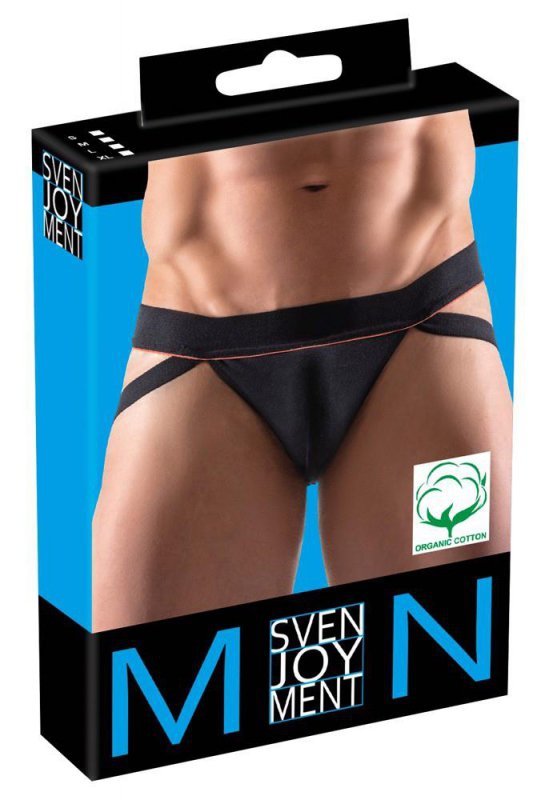 Męskie majtki jockstrapy odkryte pośladki Men's jock czarne M