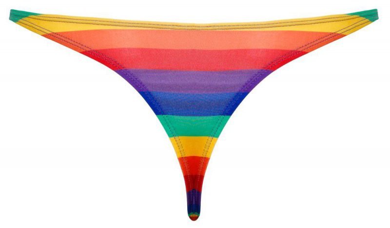 Męskie stringi kolorowe tęczowe Men Thong Rainbow M