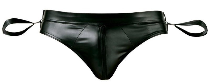 Jockstrapy męskie z kajdankami BDSM czarne paski XL