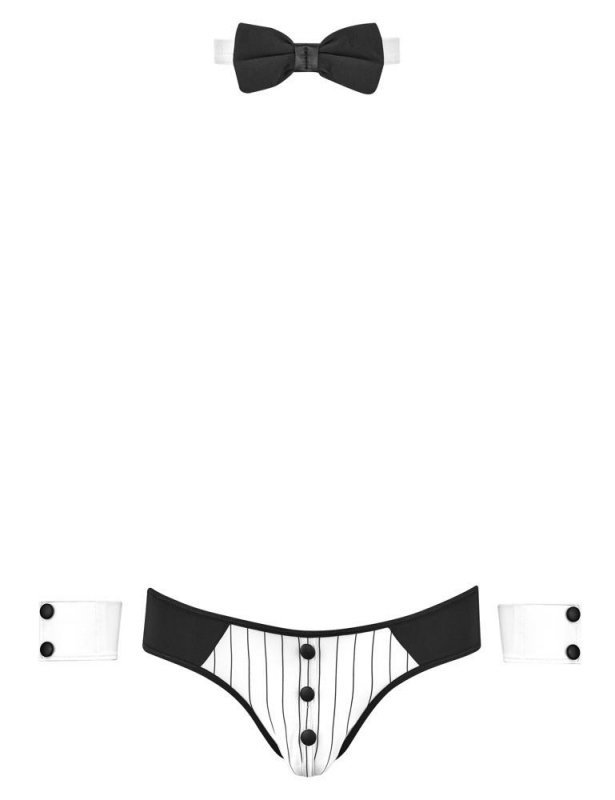 Męskie jockstrapy majtki odkryte pośladki + mankiety kelner Men's jock briefs L