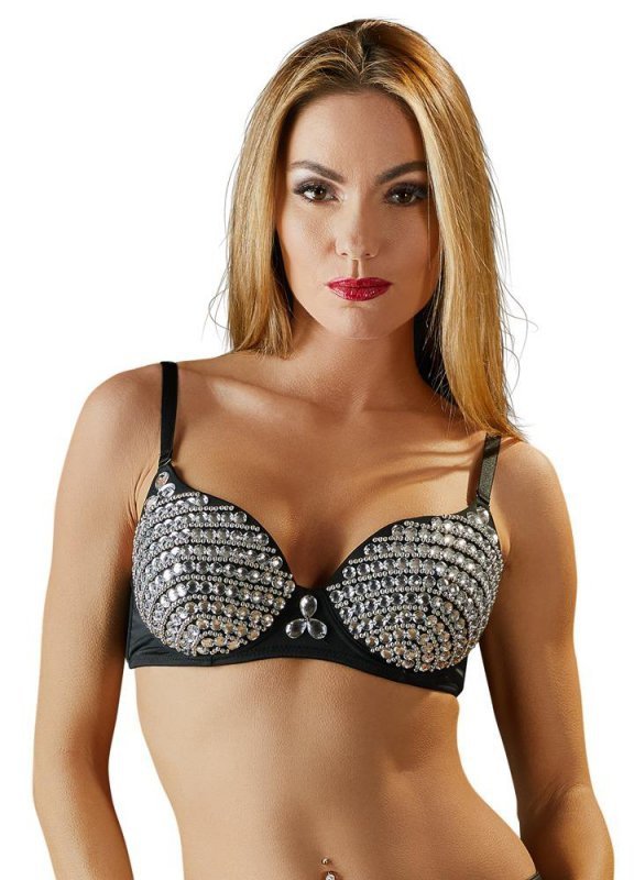 Błyszczący sex biustonosz z cyrkoniami glossy Cottelli 75B