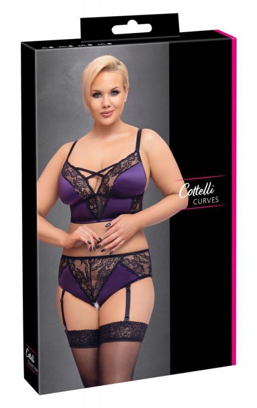 Fioletowy komplet sexy bielizny Cottelli XL