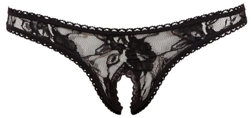 Seksowne czarne stringi z otwartym kroczem Cottelli XL