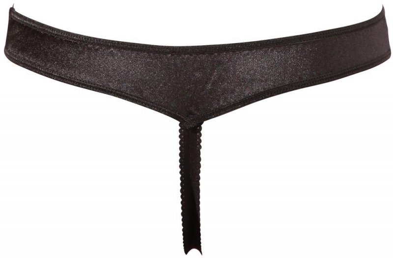Czarne stringi z dużym otworem dziurką Cottelli XL
