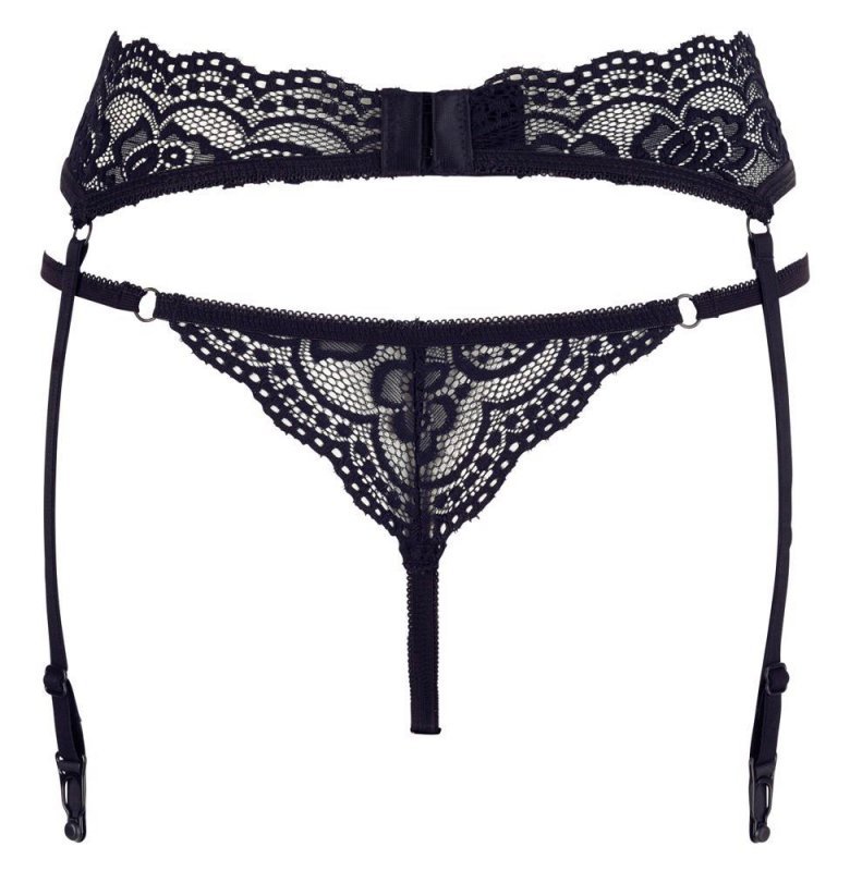 Czarny sex pas do pończoch + stringi Cottelli L
