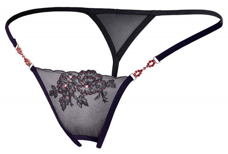 Erotyczne stringi czarne  z dziurką Cottelli M/L