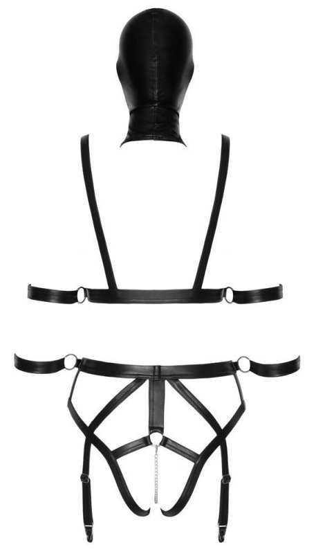 Seksowna bielizna bondage Bad Kitty Strap+Mask Set M