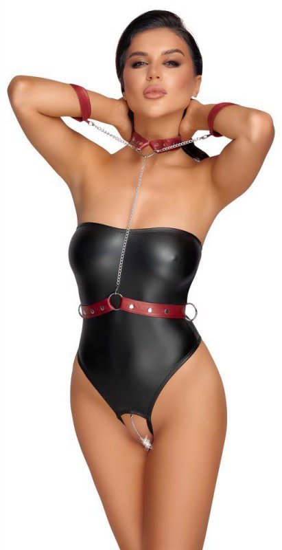 Otwarte błyszczące body Tubebody Bondage L