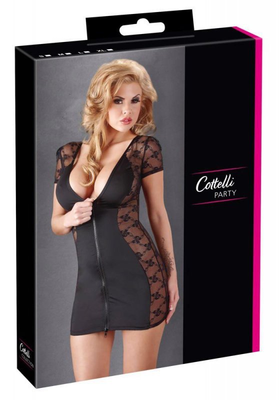 Zmysłowa czarna mini sukienka z dekoltem Cottelli  XL