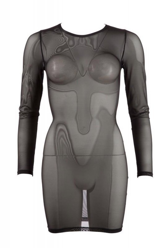 Prześwitująca sexy sukienka mini czarna Cottelli  S