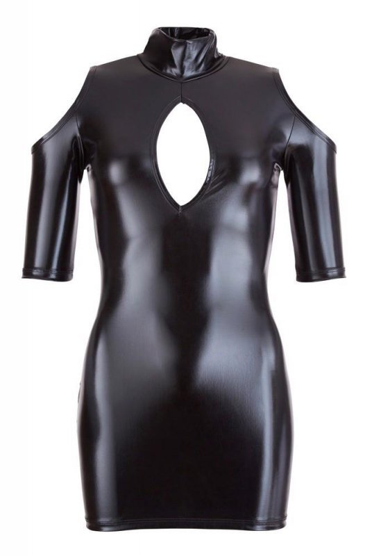 Obcisła sex sukienka mini czarna połysk Cottelli M