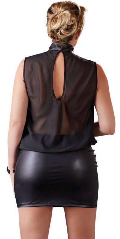Prześwitująca sex sukienka czarna Cottelli 2XL