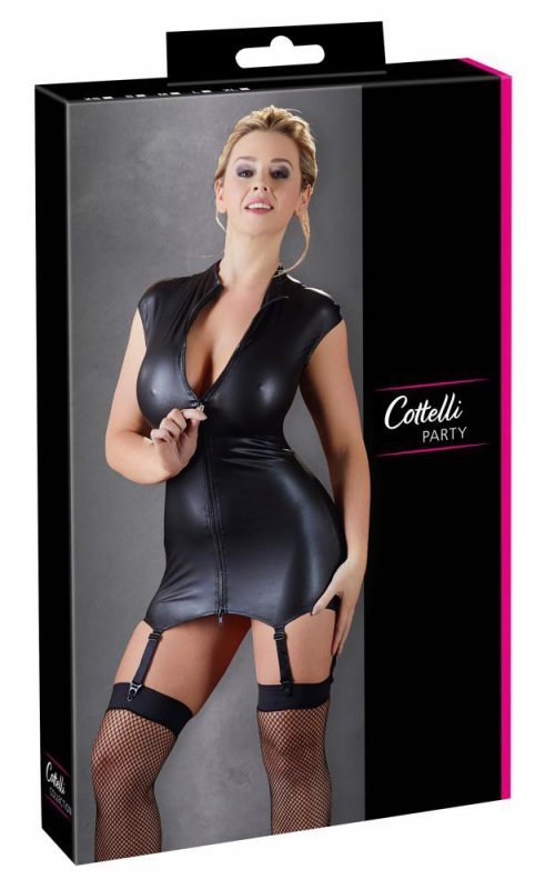 Sex sukienka mini z pasem do pończoch Cottelli S