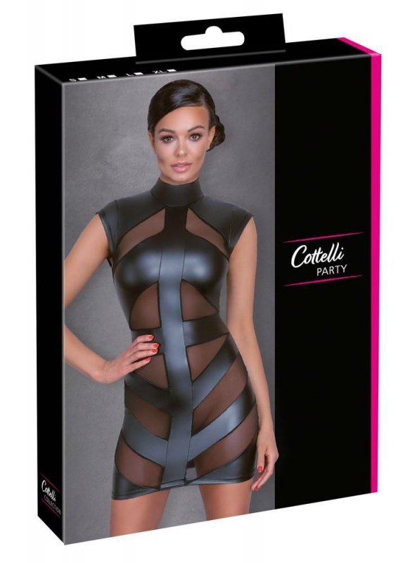 Sukienka mini czarna prześwitująca Cottelli L