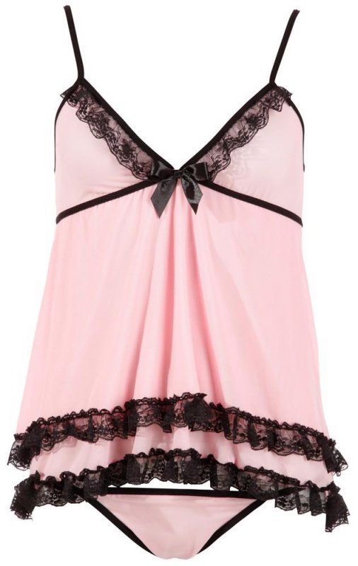 Różowa seksowna koszulka babydoll Cottelli S