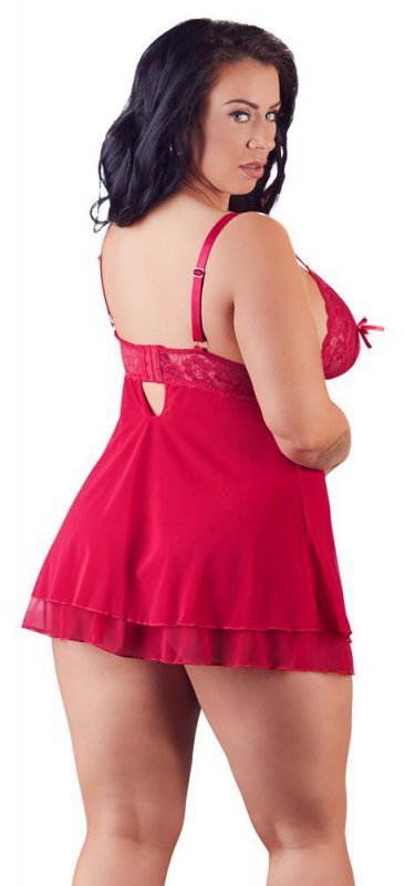 Czerwona sexy koszulka babydoll plus size Cottelli 2XL