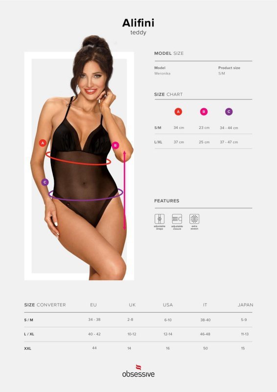 Obsessive Alifini body czarne  S/M