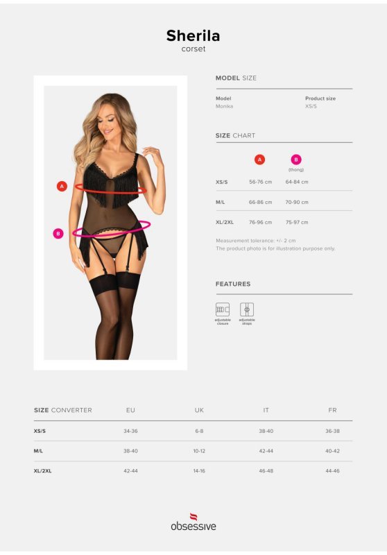 Bielizna erotyczna Sherila gorset i stringi XL/2XL