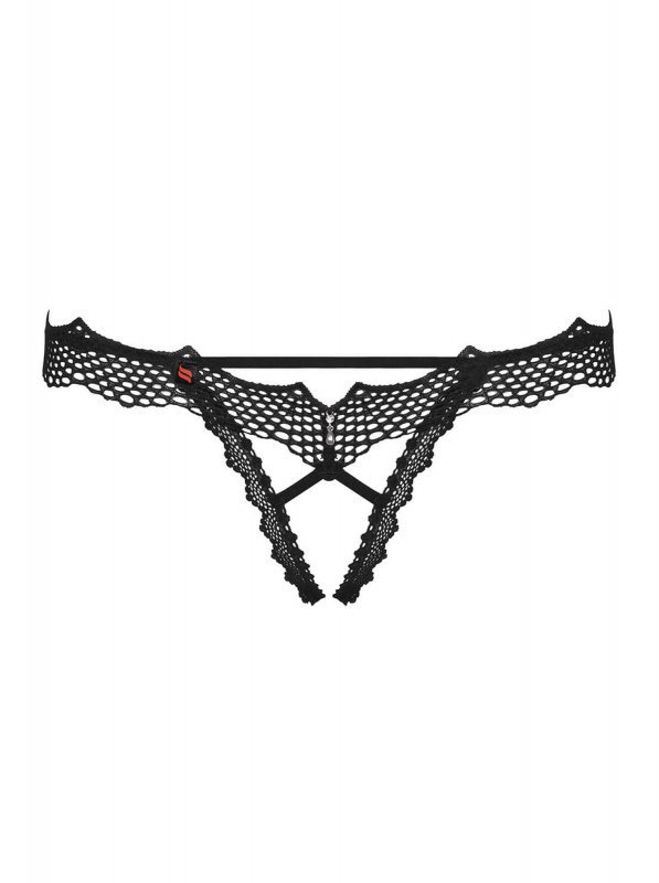 Obsessive Bravelle stringi otwarte czarne L/XL