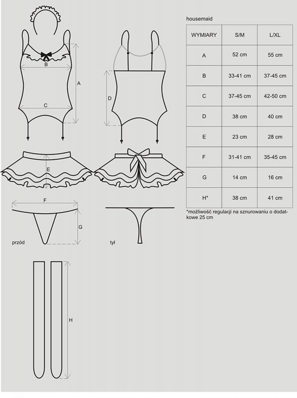 Obsessive kostium Housemaid sprzątaczka 5-częściowy L/XL