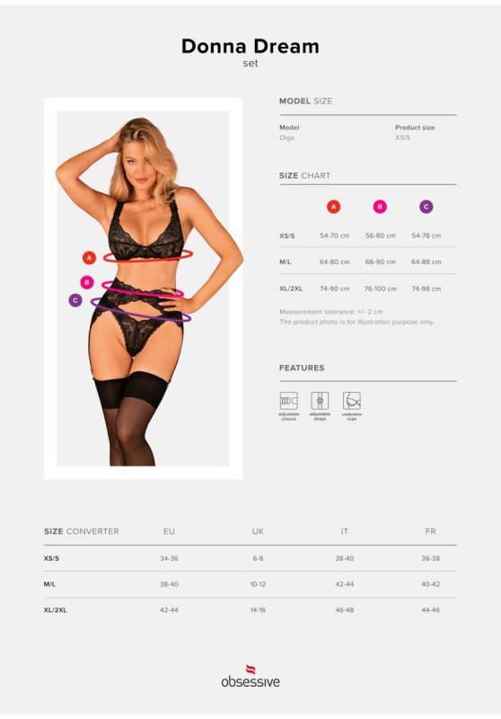 Seksowna bielizna erotyczna Donna Dream komplet 3-części XL/2XL