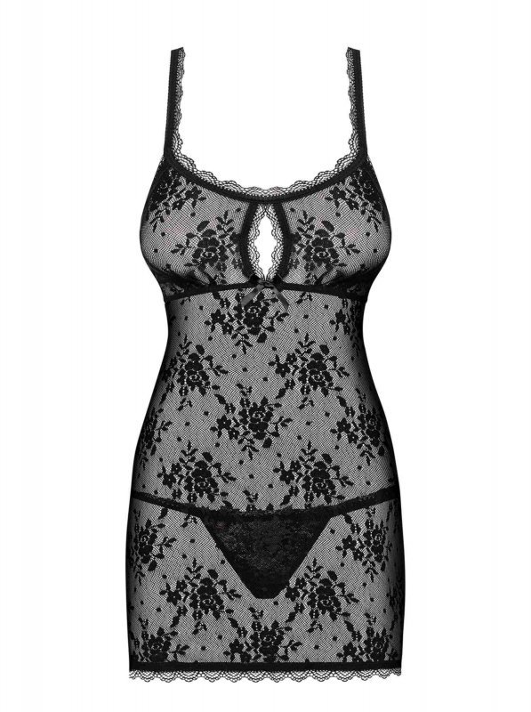 Obsessive koszulka nocna Behindy babydoll i stringi czarne  S/M