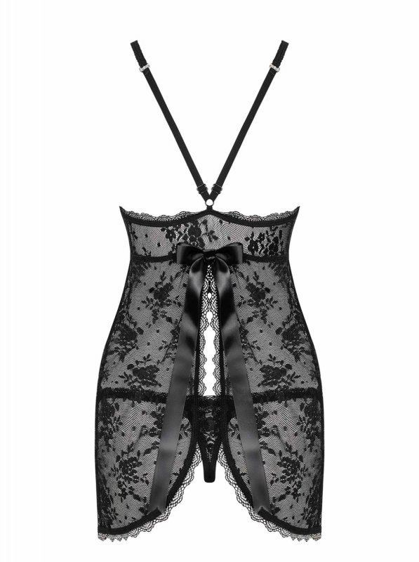 Obsessive koszulka nocna Behindy babydoll i stringi czarne L/XL