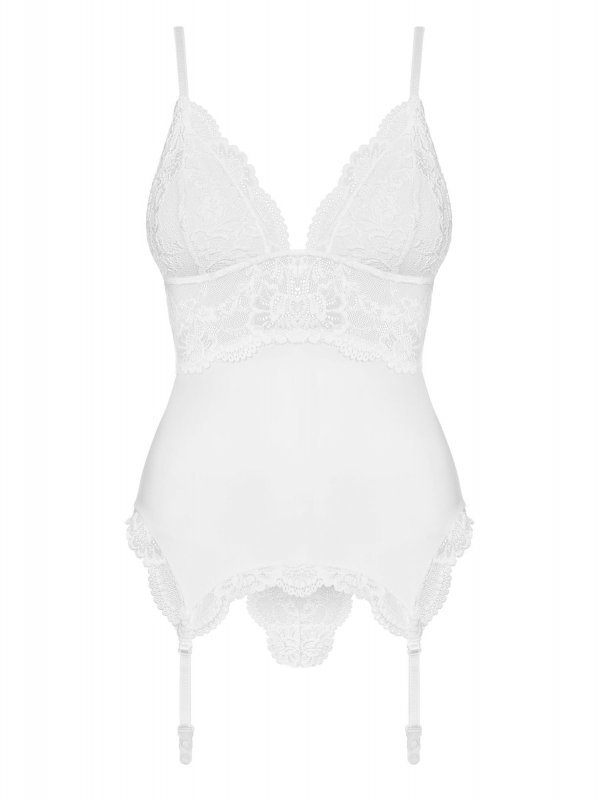 Obsessive 810-COR-2 gorset i stringi biały L/XL