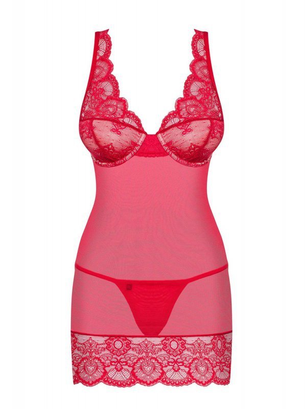 Obsessive 853-CHE-3 koszulka i stringi czerwona  S/M