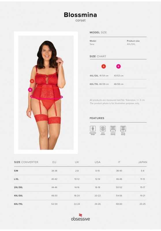 Obsessive Blossmina gorset i stringi  4XL/5XL
