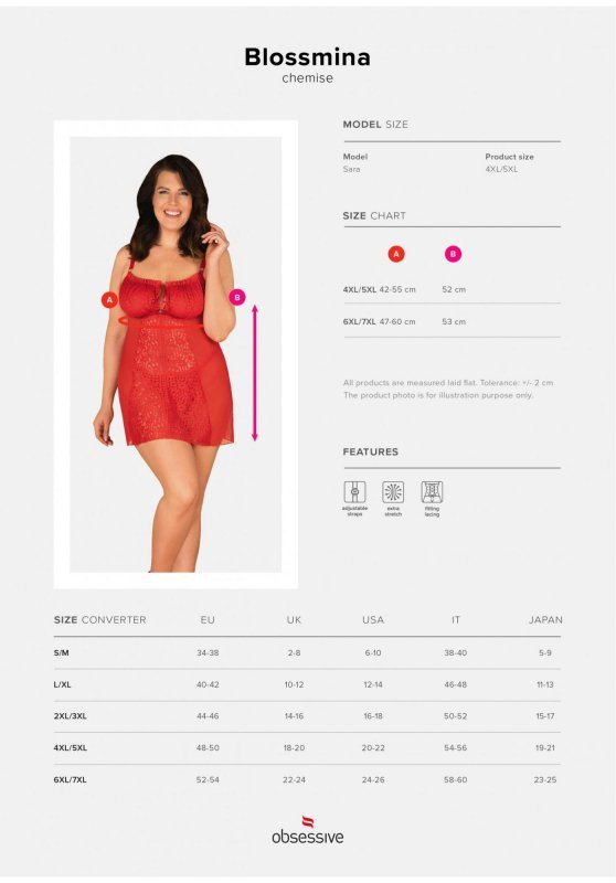 Obsessive Blossmina koszulka i stringi 6XL/7XL