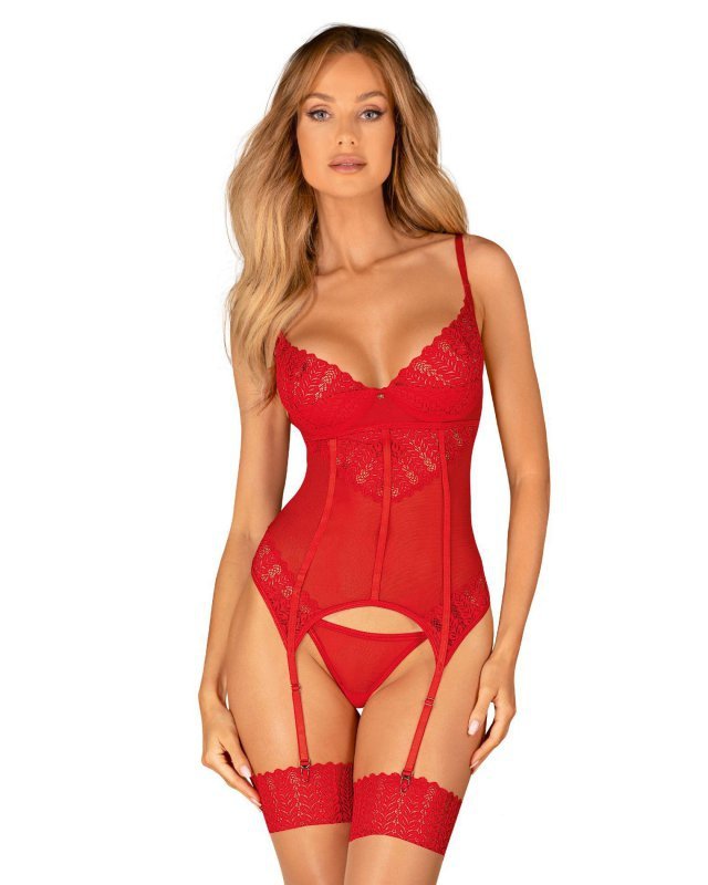 Ingridia czerwony gorset i stringi XL/2XL