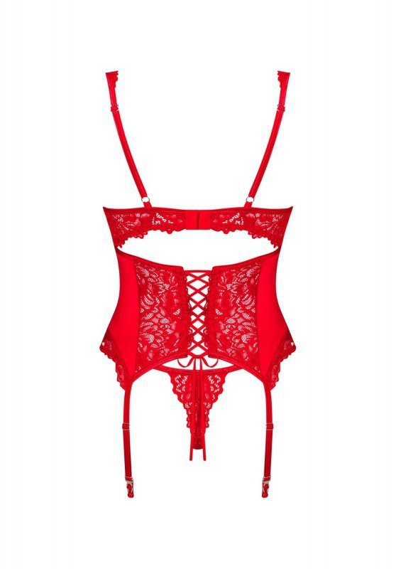 Seksowna czerwona bielizna Amor Cherris gorset i stringi L/XL