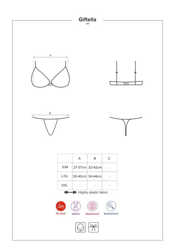 Obsessive Giftella komplet 2-częściowy czerwony  S/M