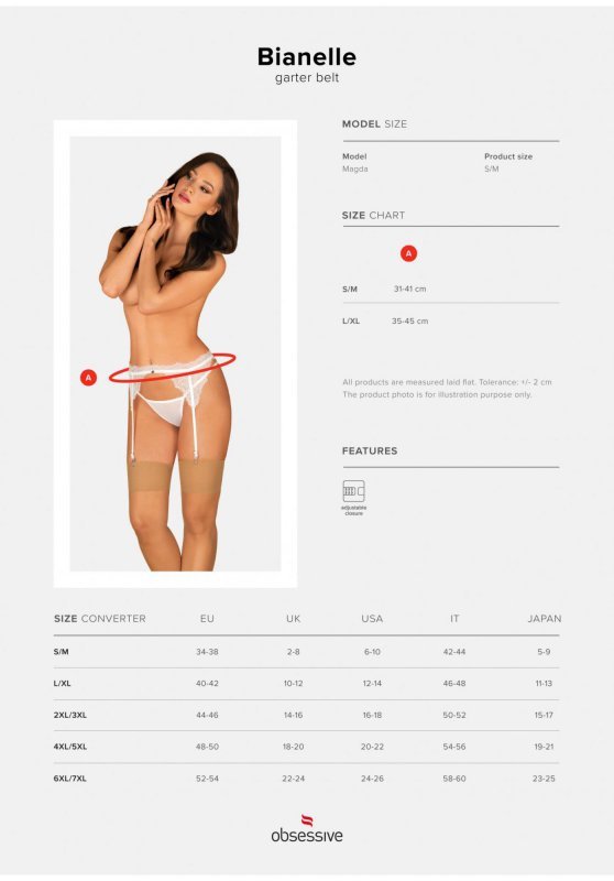 Obsessive Bianelle pas do pończoch biały L/XL