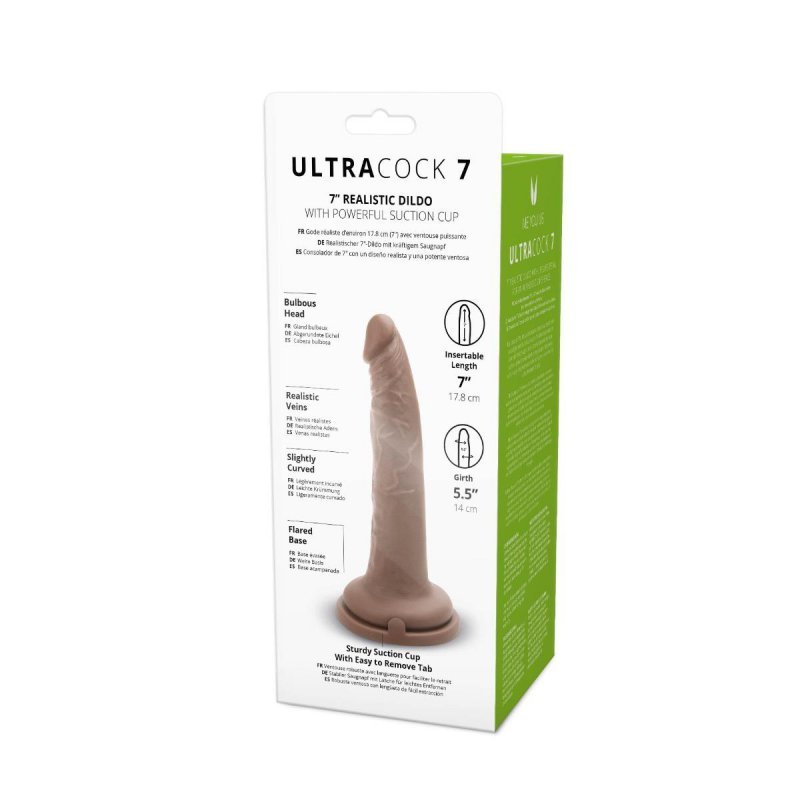 Karmelowy penis dildo na przyssawce bez jąder  17,8 cm
