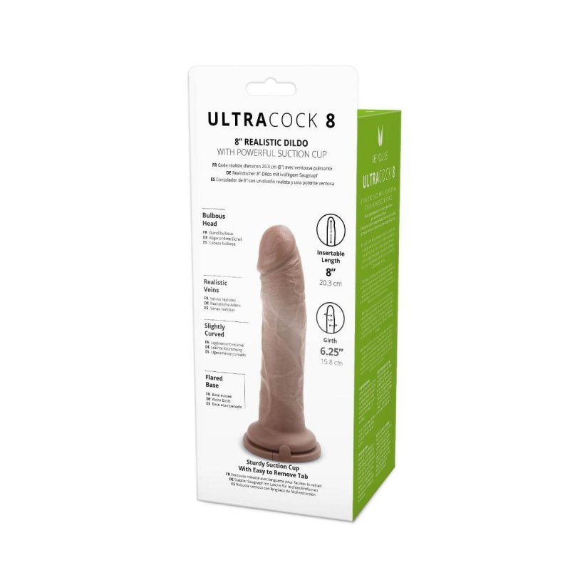 Karmelowy penis dildo na przyssawce bez jąder  20 cm