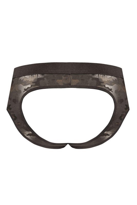 Męskie seksowne jockstrapy bokserki khaki ciemne Electro jock bikini M