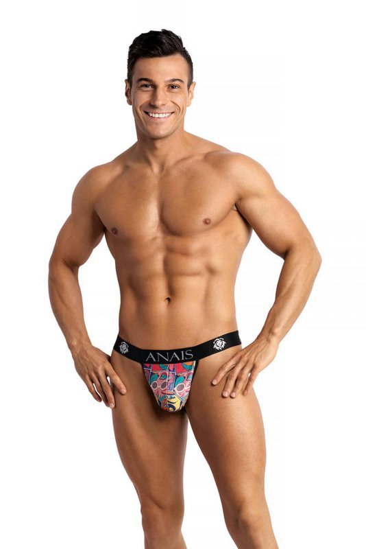 Męskie jockstrapy majtki odkryte pośladki Comics jock strap XXXL