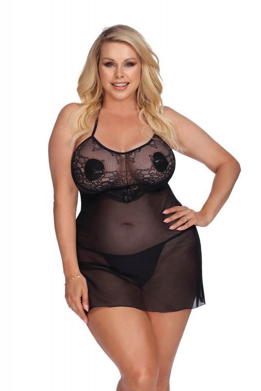 Liva  black chemise L+ (czarna halka)